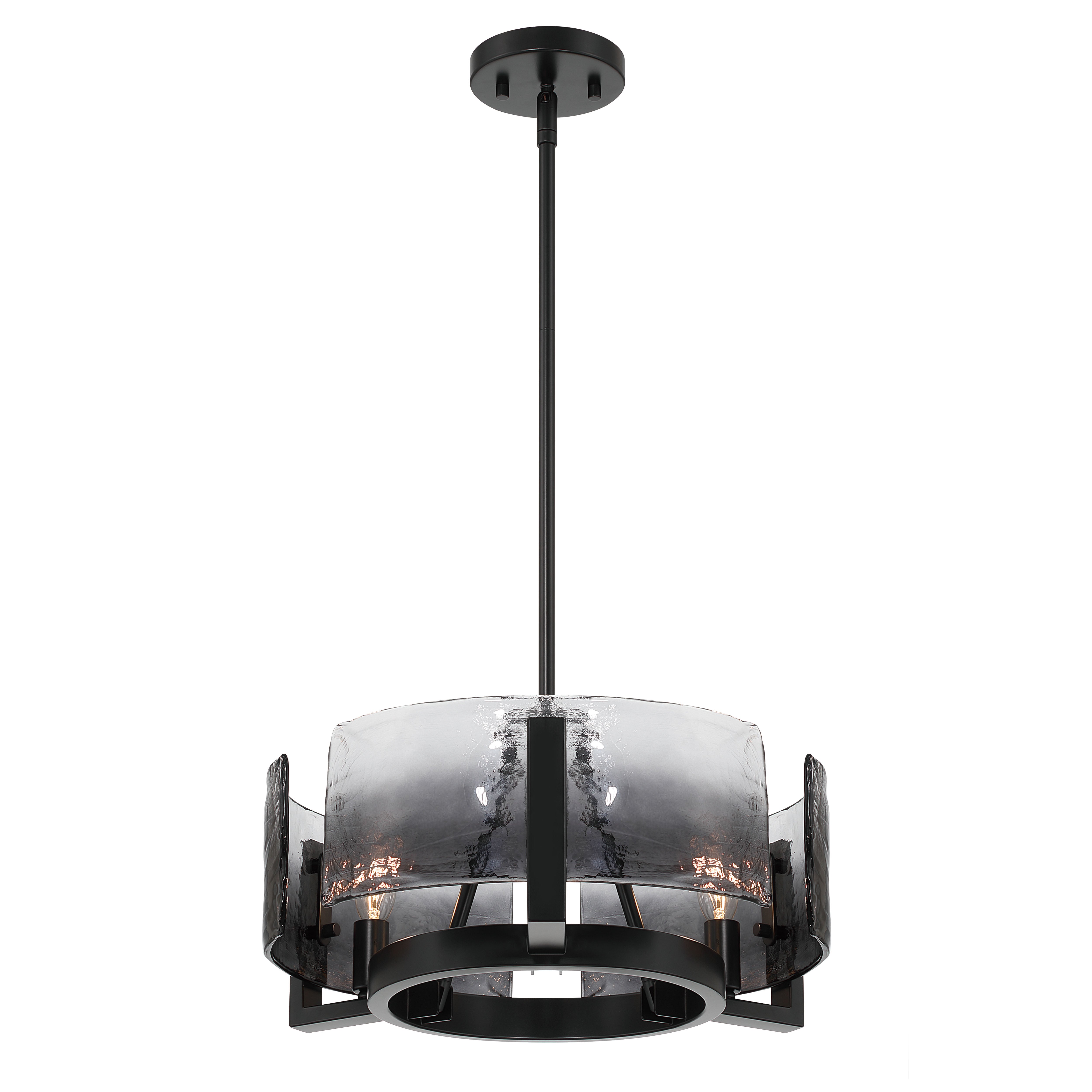 Aenon 3-light Chandelier in Matte Black with Smokey Water Glass - - Golden Lighting