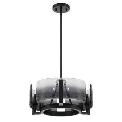 Aenon 3-light Chandelier in Matte Black with Smokey Water Glass - - Golden Lighting