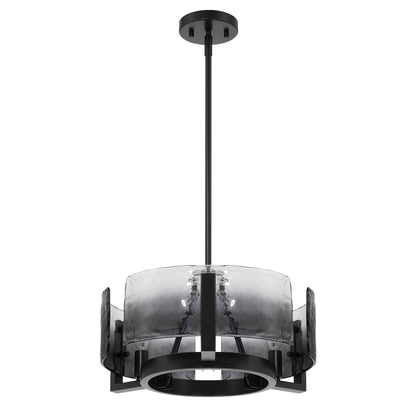 Aenon 3-light Chandelier in Matte Black with Smokey Water Glass - - Golden Lighting