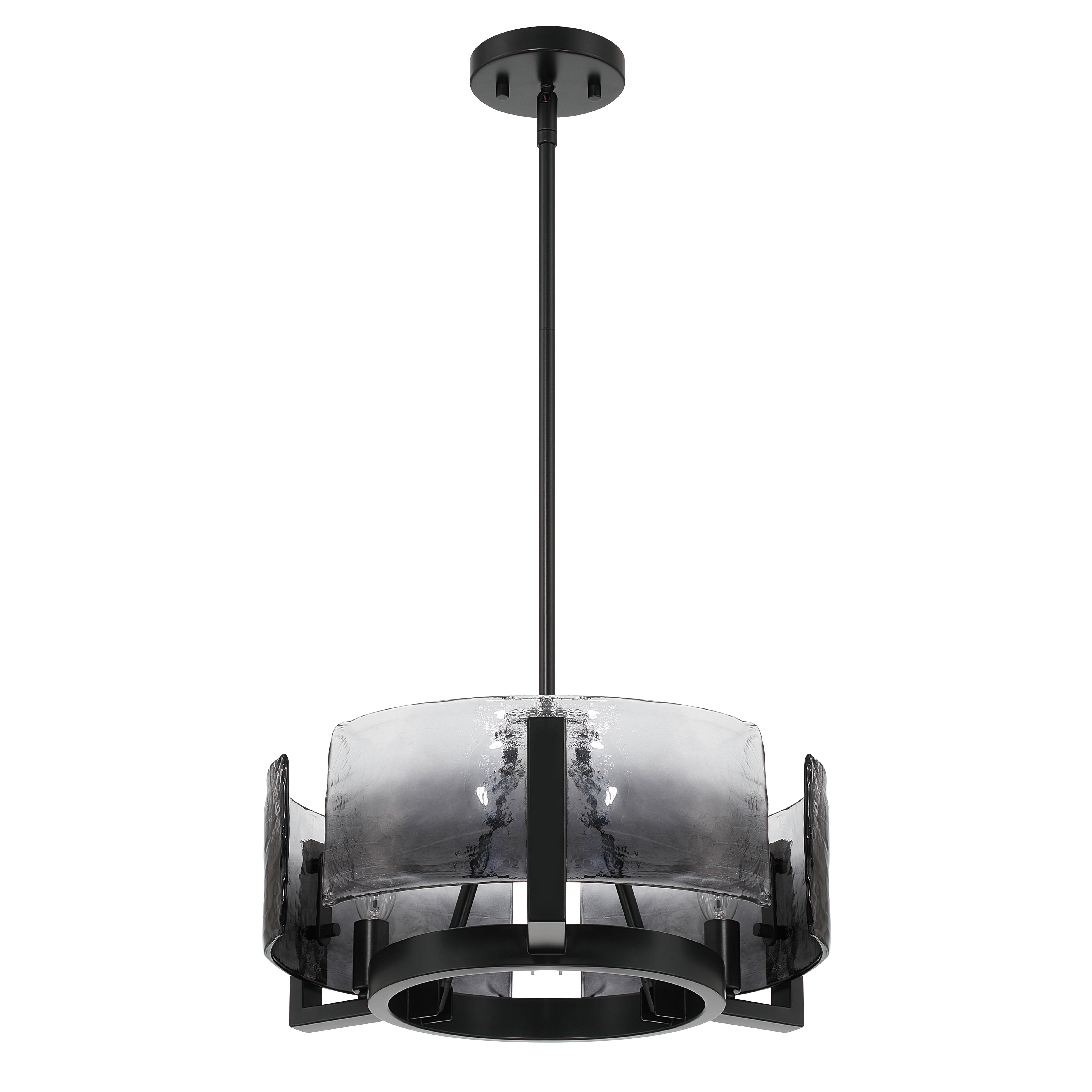 Aenon 3-light Chandelier in Matte Black with Smokey Water Glass - - Golden Lighting