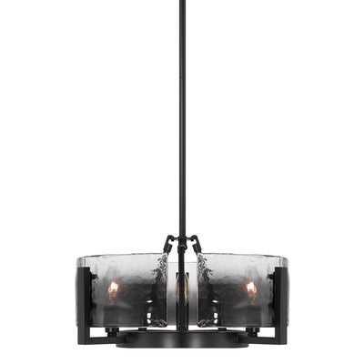 Aenon 3-light Chandelier in Matte Black with Smokey Water Glass - - Golden Lighting