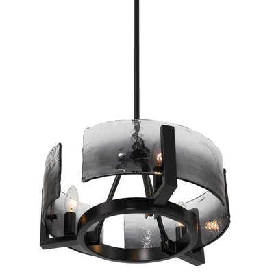 Aenon 3-light Chandelier in Matte Black with Smokey Water Glass - - Golden Lighting