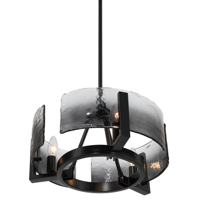 Aenon 3-light Chandelier in Matte Black with Smokey Water Glass - - Golden Lighting