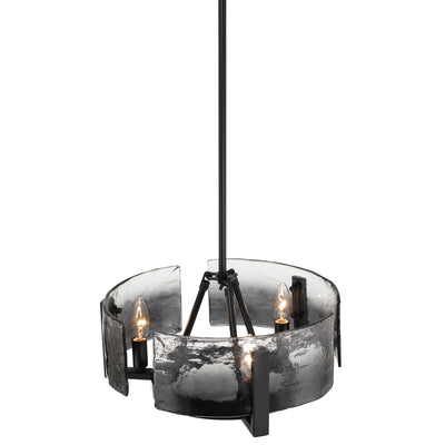 Aenon 3-light Chandelier in Matte Black with Smokey Water Glass - - Golden Lighting