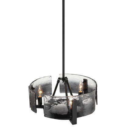 Aenon 3-light Chandelier in Matte Black with Smokey Water Glass - - Golden Lighting