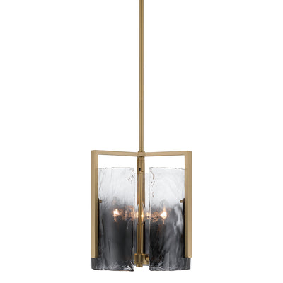 Aenon 3-light Pendant in Brushed Champagne Brass with Smokey Water Glass - - Golden Lighting