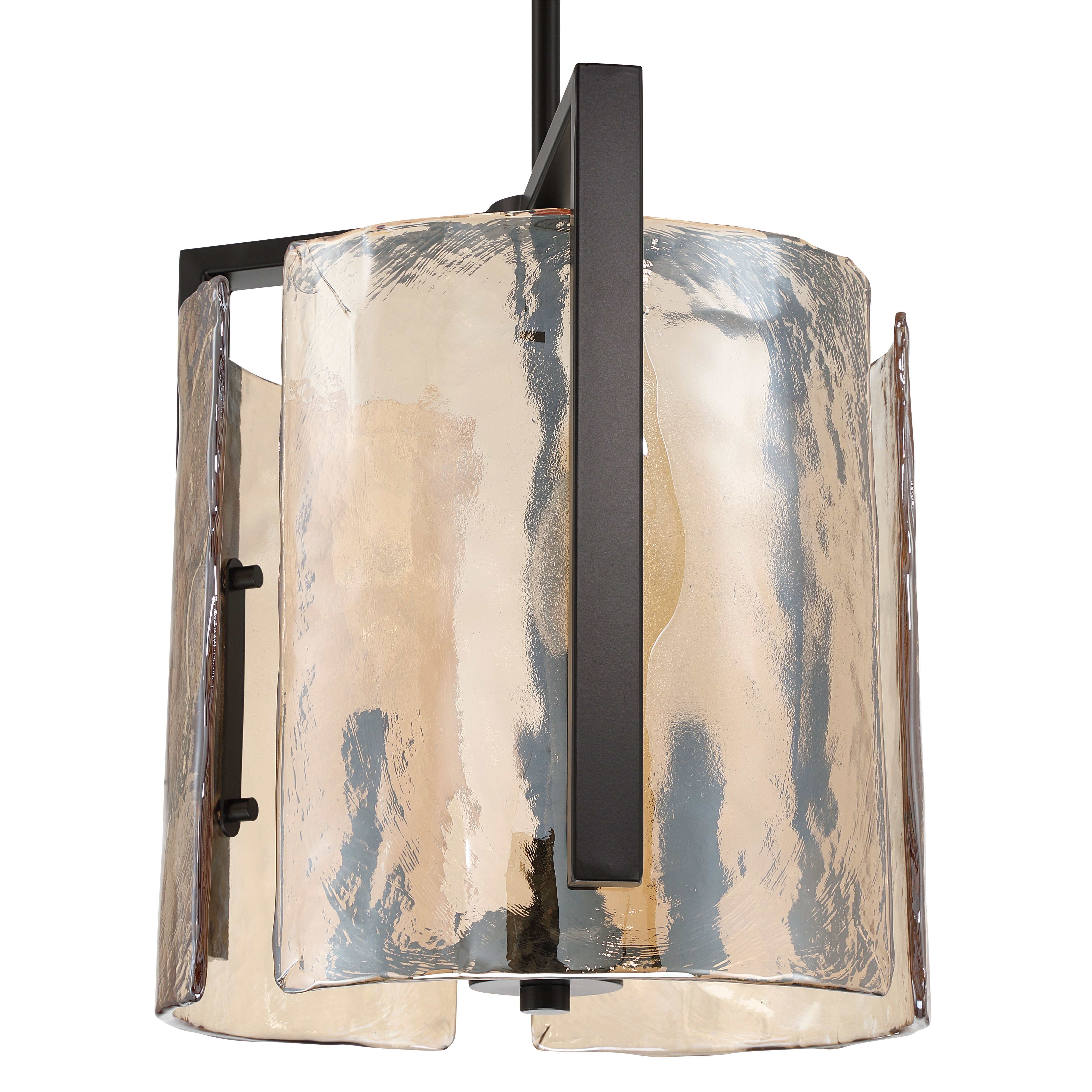 Aenon 3-light Pendant in Matte Black with Amber Water Glass - - Golden Lighting