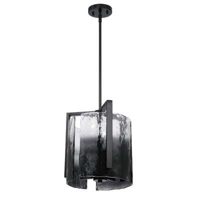 Aenon 3-light Pendant in Matte Black with Smokey Water Glass - - Golden Lighting