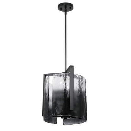 Aenon 3-light Pendant in Matte Black with Smokey Water Glass - - Golden Lighting