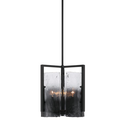 Aenon 3-light Pendant in Matte Black with Smokey Water Glass - - Golden Lighting
