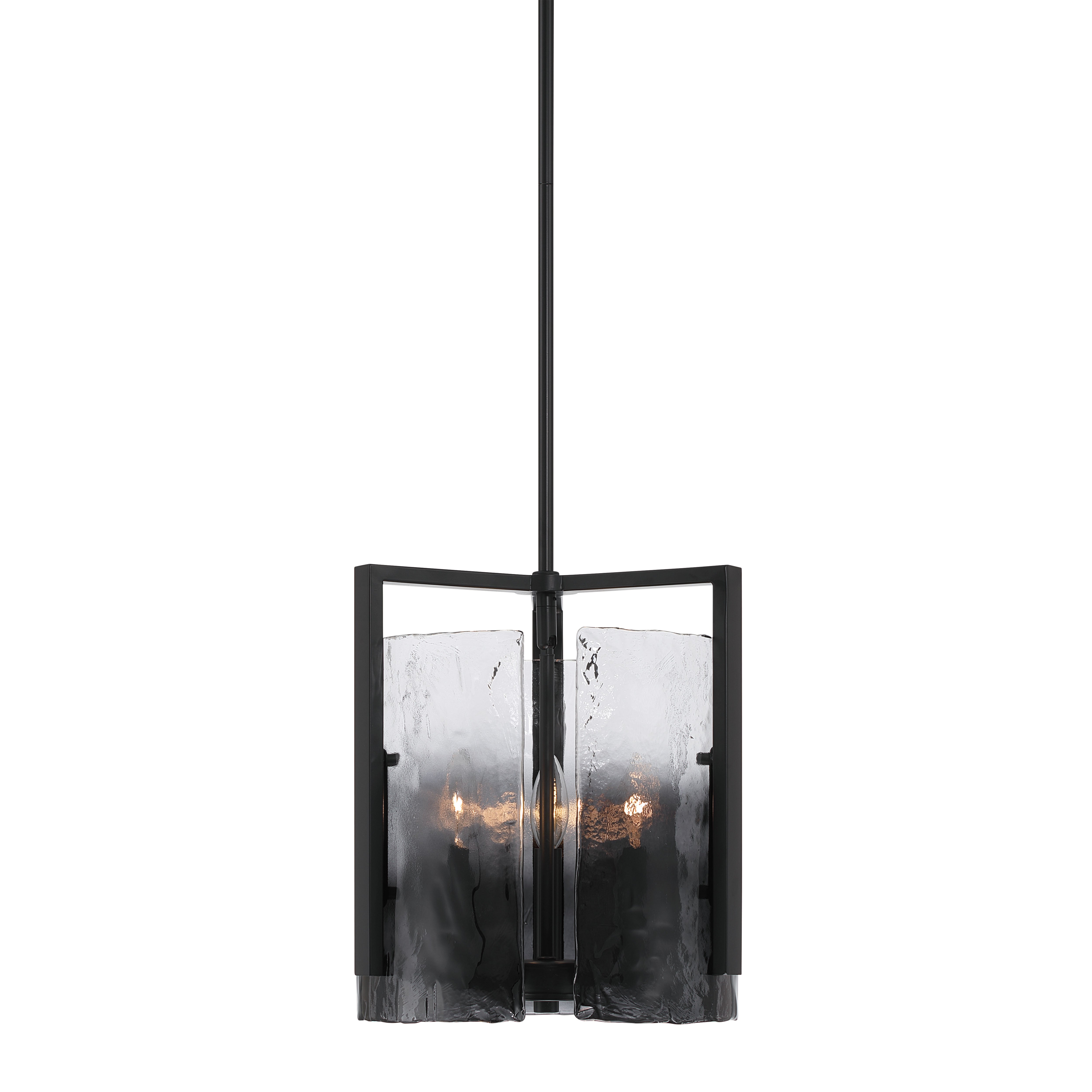 Aenon 3-light Pendant in Matte Black with Smokey Water Glass - - Golden Lighting