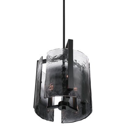 Aenon 3-light Pendant in Matte Black with Smokey Water Glass - - Golden Lighting
