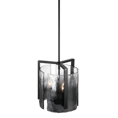 Aenon 3-light Pendant in Matte Black with Smokey Water Glass - - Golden Lighting