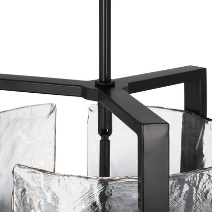 Aenon 3-light Pendant in Matte Black with Smokey Water Glass - - Golden Lighting