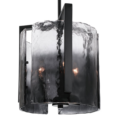 Aenon 3-light Pendant in Matte Black with Smokey Water Glass - - Golden Lighting