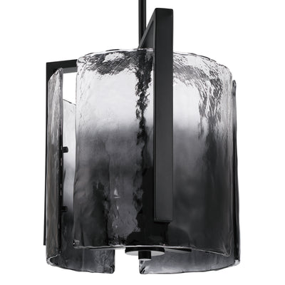Aenon 3-light Pendant in Matte Black with Smokey Water Glass - - Golden Lighting