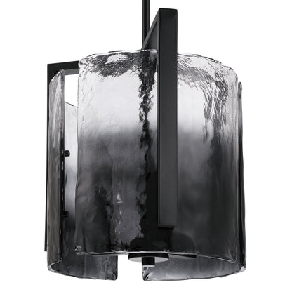 Aenon 3-light Pendant in Matte Black with Smokey Water Glass - - Golden Lighting