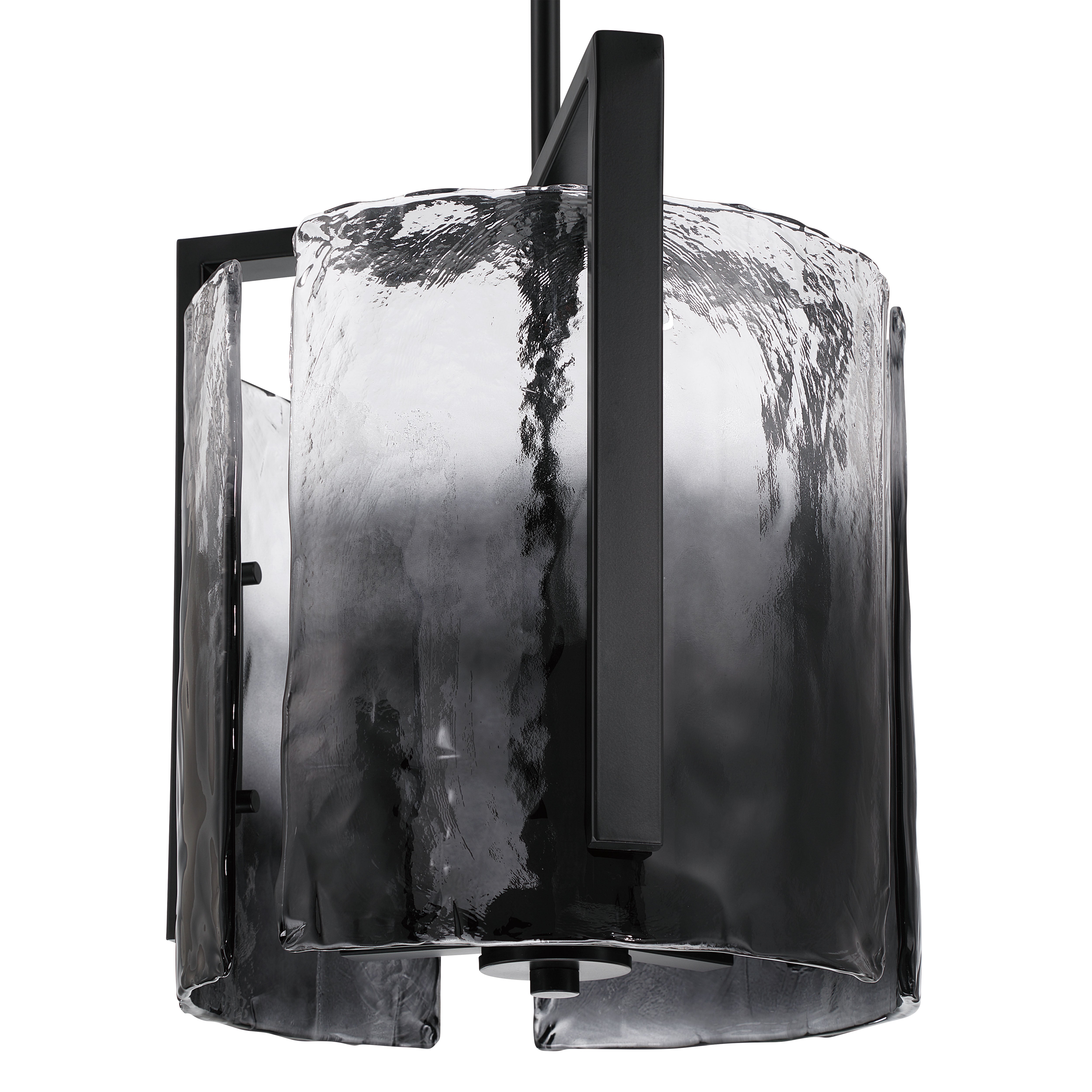 Aenon 3-light Pendant in Matte Black with Smokey Water Glass - - Golden Lighting