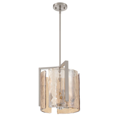 Aenon 3-light Pendant in Pewter with Amber Water Glass - - Golden Lighting