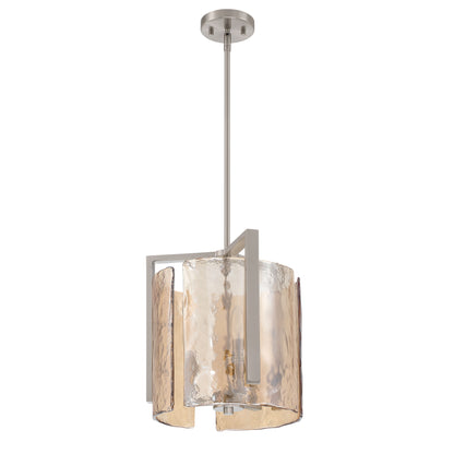 Aenon 3-light Pendant in Pewter with Amber Water Glass - - Golden Lighting