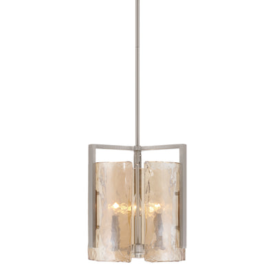 Aenon 3-light Pendant in Pewter with Amber Water Glass - - Golden Lighting