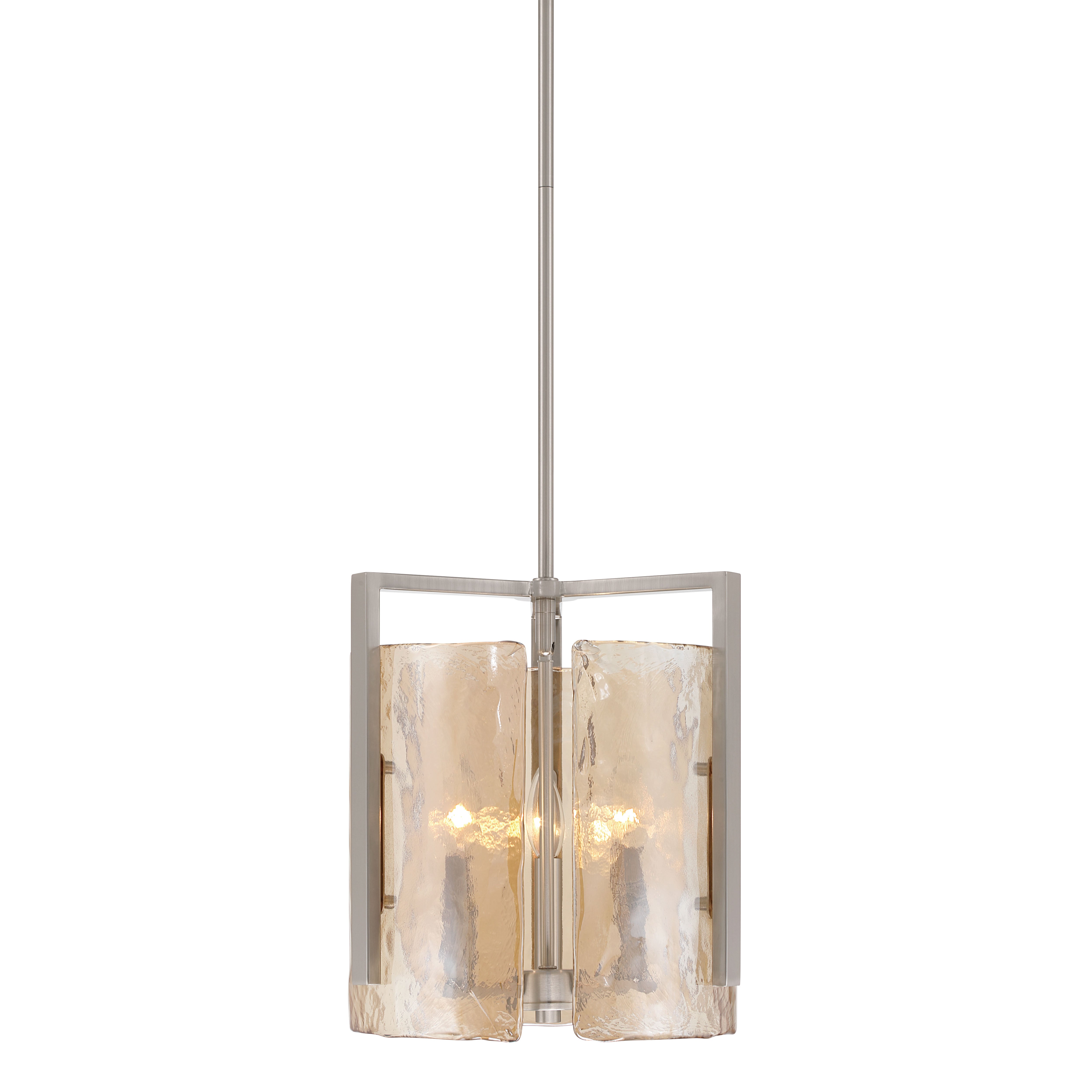 Aenon 3-light Pendant in Pewter with Amber Water Glass - - Golden Lighting