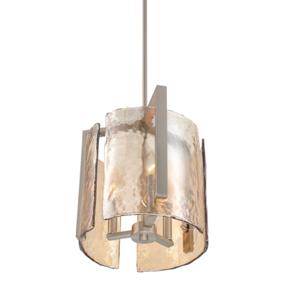 Aenon 3-light Pendant in Pewter with Amber Water Glass - - Golden Lighting