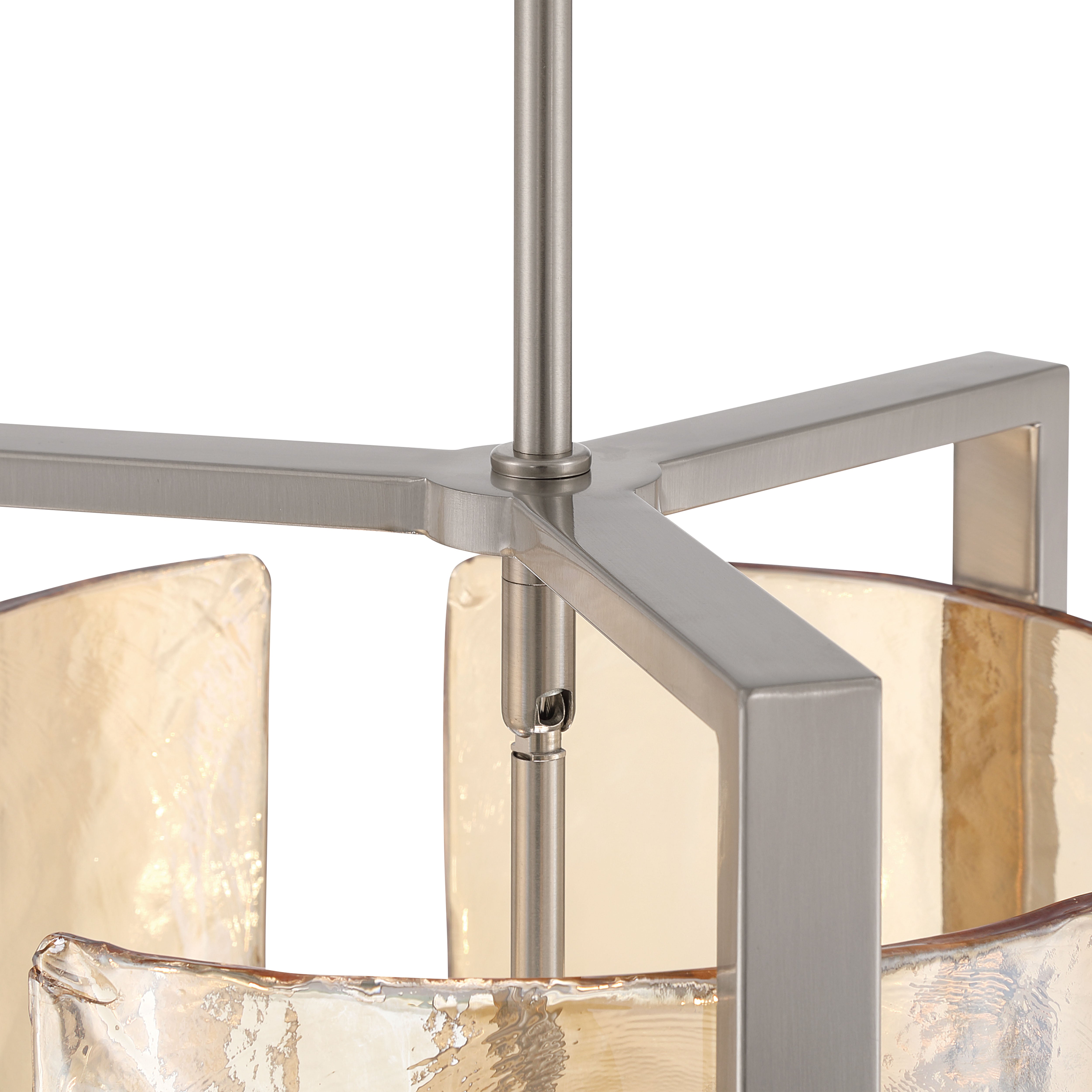 Aenon 3-light Pendant in Pewter with Amber Water Glass - - Golden Lighting