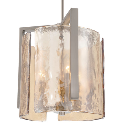 Aenon 3-light Pendant in Pewter with Amber Water Glass - - Golden Lighting