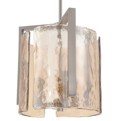 Aenon 3-light Pendant in Pewter with Amber Water Glass - - Golden Lighting