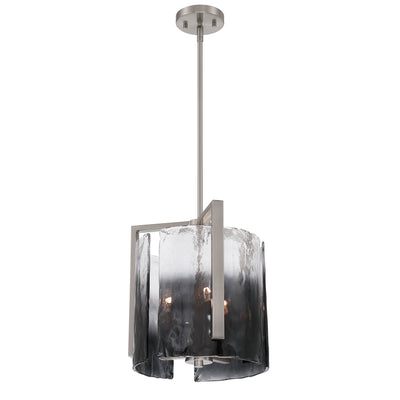 Aenon 3-light Pendant in Pewter with Smokey Water Glass - - Golden Lighting