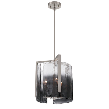 Aenon 3-light Pendant in Pewter with Smokey Water Glass - - Golden Lighting