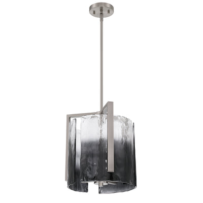 Aenon 3-light Pendant in Pewter with Smokey Water Glass - - Golden Lighting