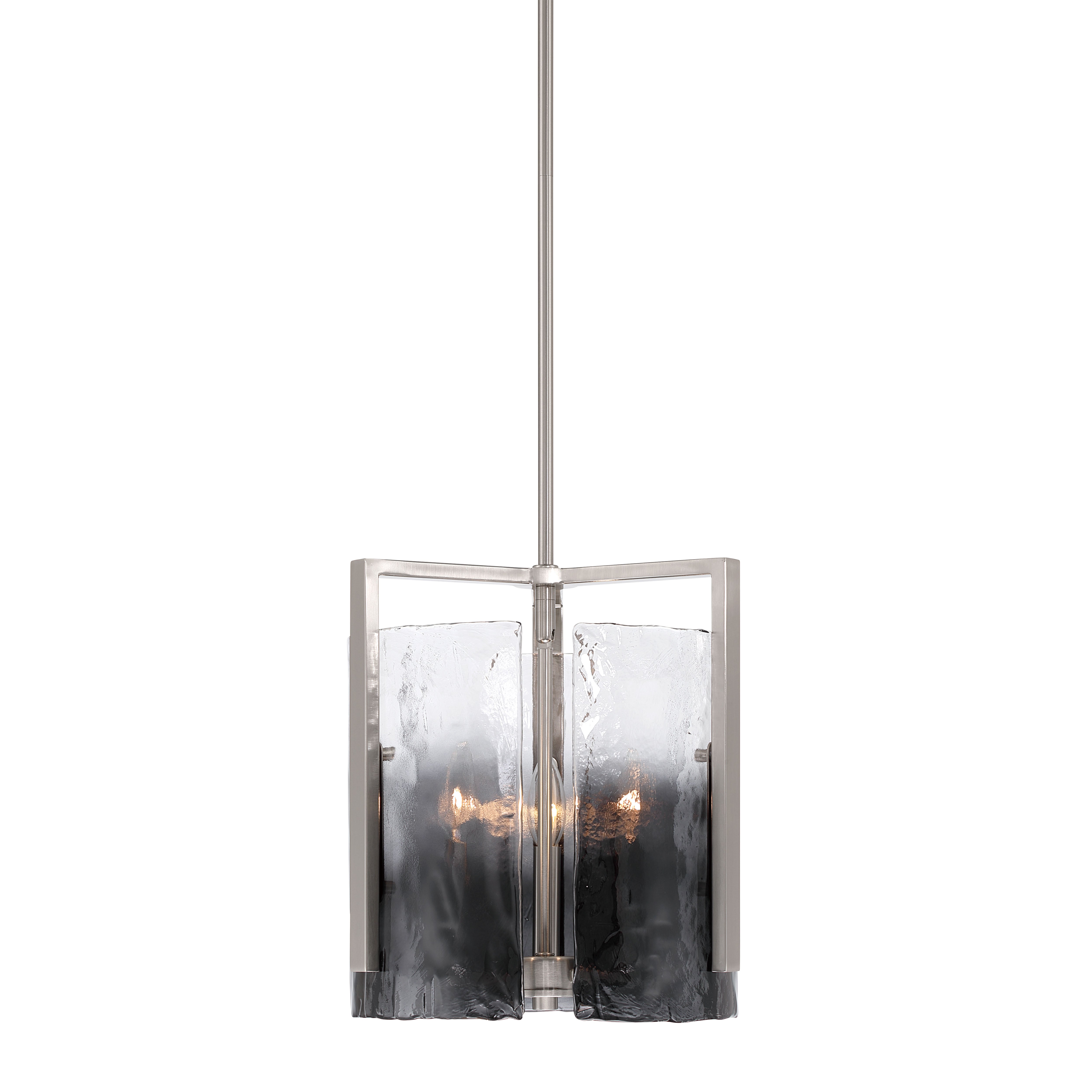 Aenon 3-light Pendant in Pewter with Smokey Water Glass - - Golden Lighting