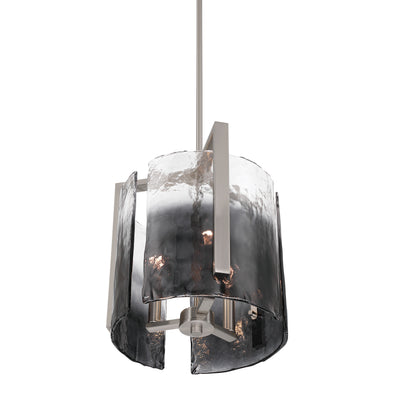 Aenon 3-light Pendant in Pewter with Smokey Water Glass - - Golden Lighting
