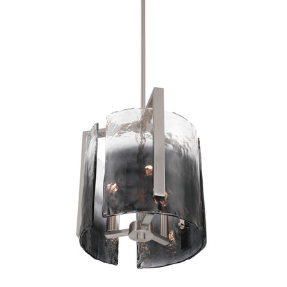 Aenon 3-light Pendant in Pewter with Smokey Water Glass - - Golden Lighting