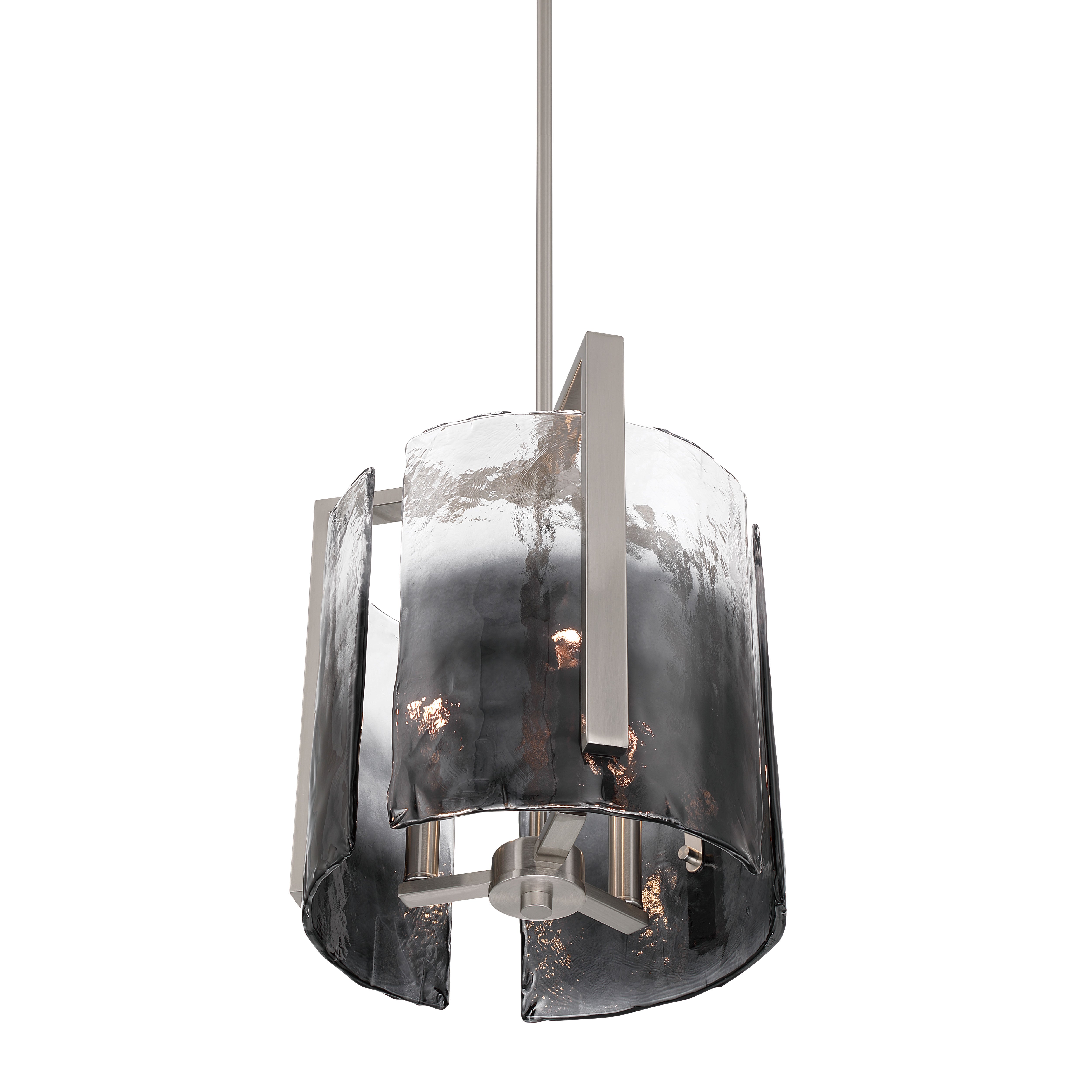 Aenon 3-light Pendant in Pewter with Smokey Water Glass - - Golden Lighting