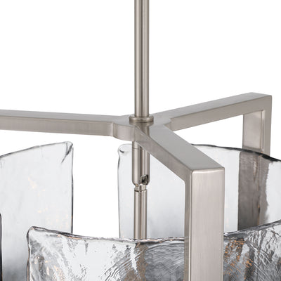 Aenon 3-light Pendant in Pewter with Smokey Water Glass - - Golden Lighting