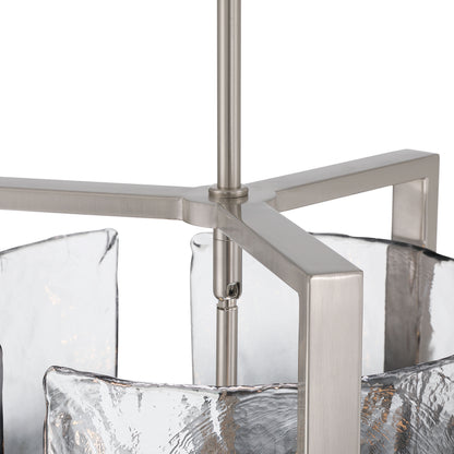Aenon 3-light Pendant in Pewter with Smokey Water Glass - - Golden Lighting
