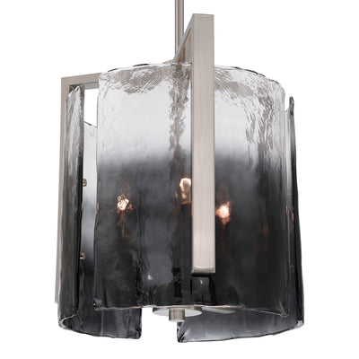 Aenon 3-light Pendant in Pewter with Smokey Water Glass - - Golden Lighting