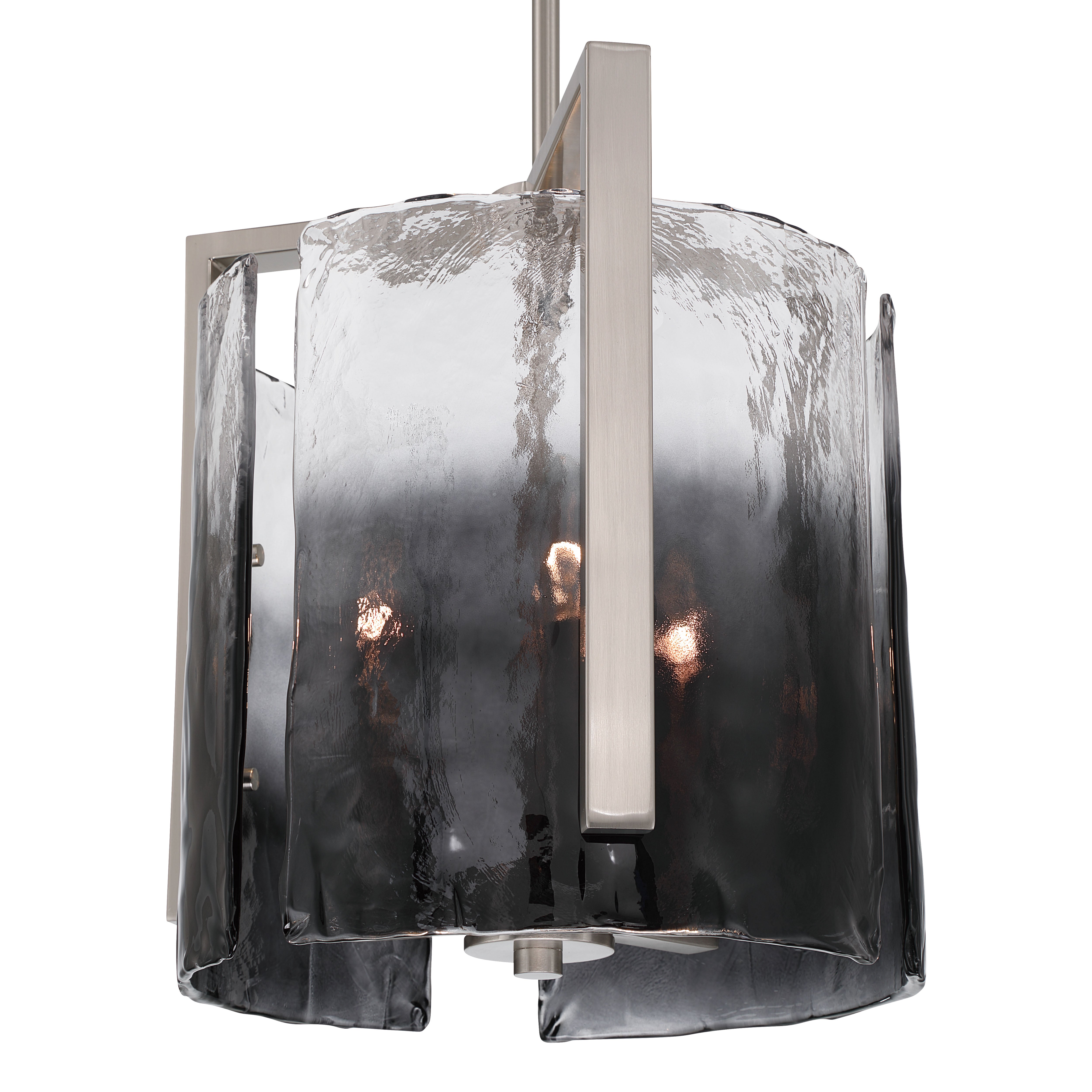 Aenon 3-light Pendant in Pewter with Smokey Water Glass - - Golden Lighting