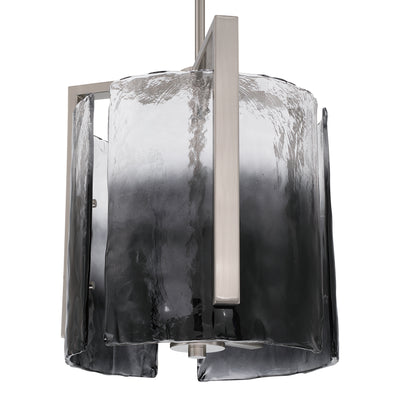 Aenon 3-light Pendant in Pewter with Smokey Water Glass - - Golden Lighting
