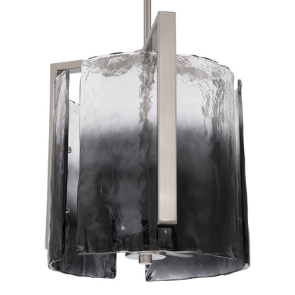 Aenon 3-light Pendant in Pewter with Smokey Water Glass - - Golden Lighting