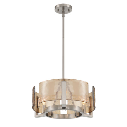 Aenon 3-light Chandelier in Pewter with Amber Water Glass - - Golden Lighting