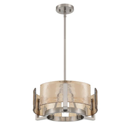 Aenon 3-light Chandelier in Pewter with Amber Water Glass - - Golden Lighting