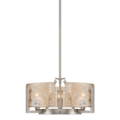 Aenon 3-light Chandelier in Pewter with Amber Water Glass - - Golden Lighting
