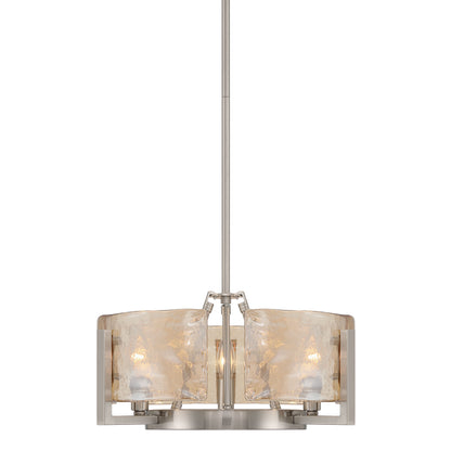 Aenon 3-light Chandelier in Pewter with Amber Water Glass - - Golden Lighting