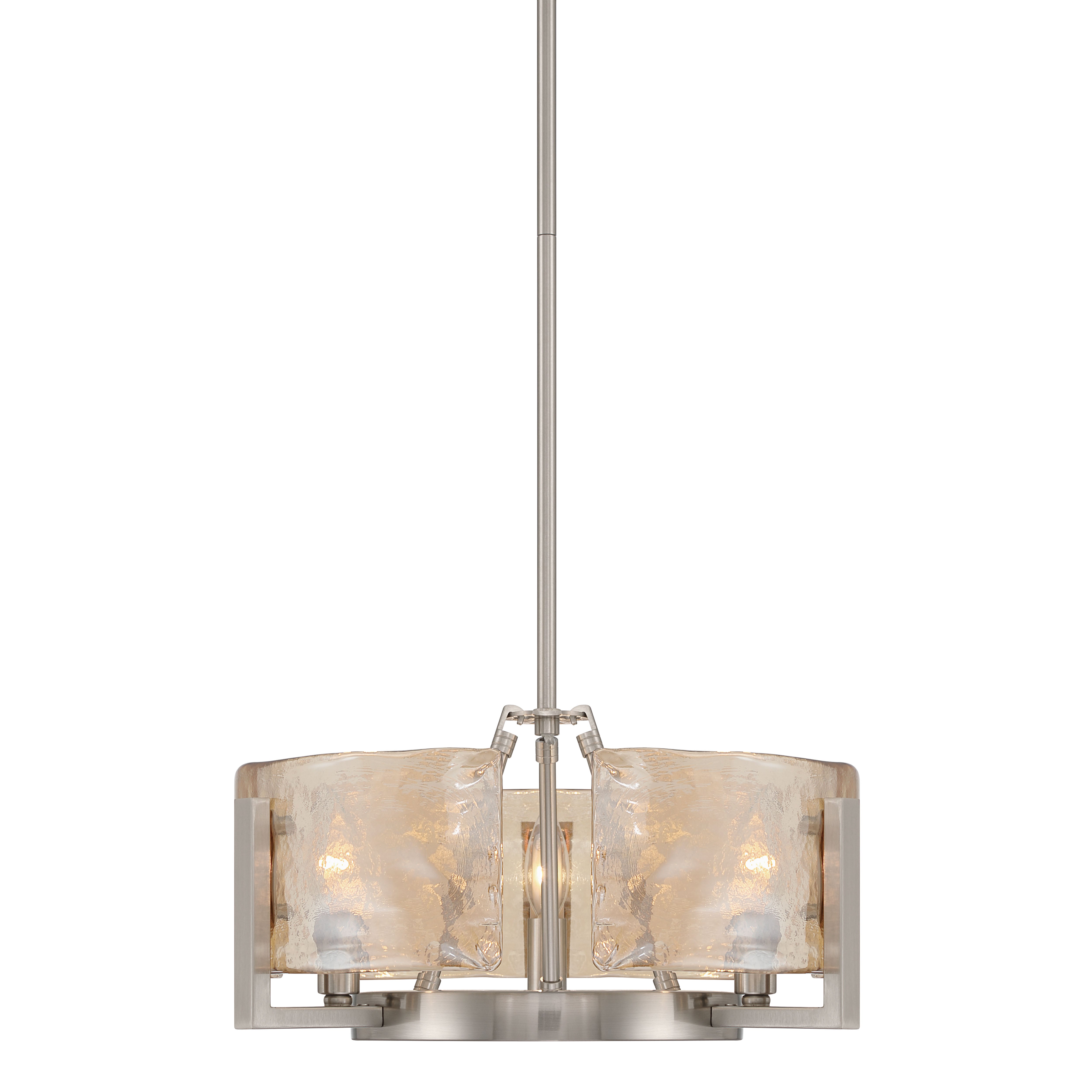 Aenon 3-light Chandelier in Pewter with Amber Water Glass - - Golden Lighting