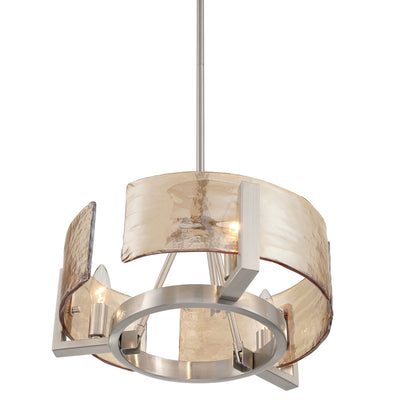 Aenon 3-light Chandelier in Pewter with Amber Water Glass - - Golden Lighting