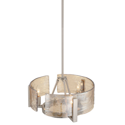 Aenon 3-light Chandelier in Pewter with Amber Water Glass - - Golden Lighting